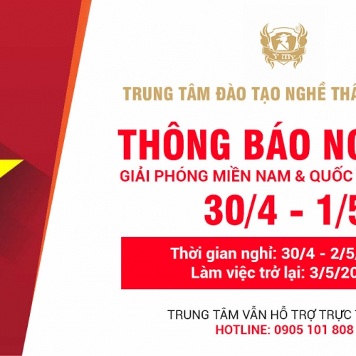 TRUNG TÂM ĐÀO TẠO NGHỀ THẨM MỸ Ý MY THÔNG BÁO NGHĨ LỄ 30/4 VÀ 1/5